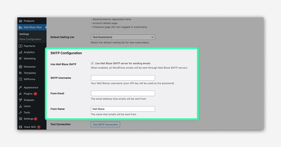Configure SMTP server