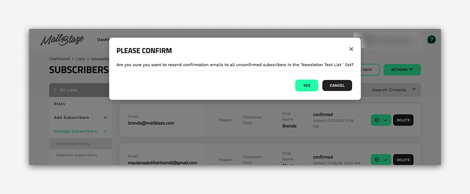 Click on Confirm