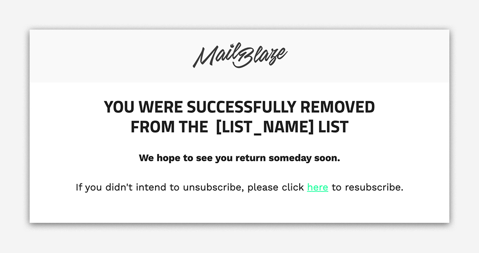 Unsubscribe Page