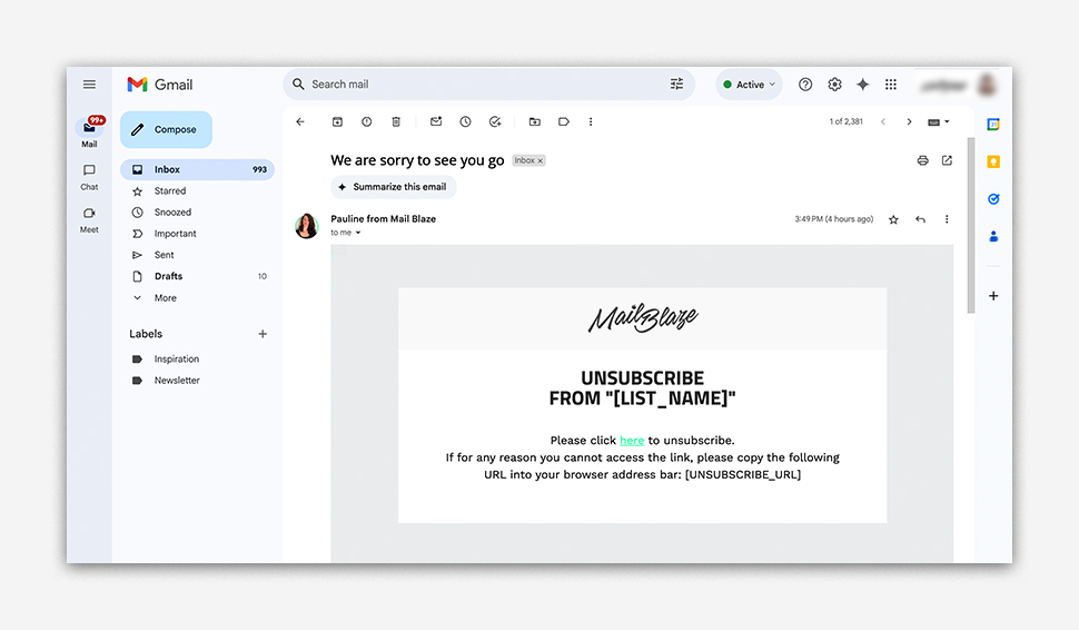 Unsubscribe Confirmation