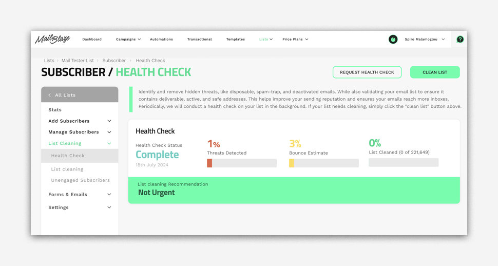 List Health Check!