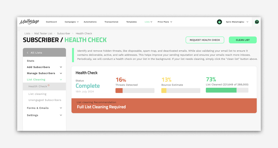 How to run a List Health Check!