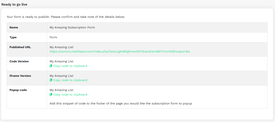 Published URL