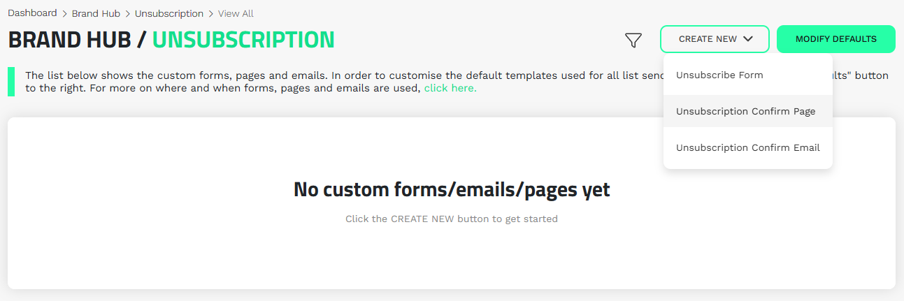 Unsubscription Confirm Page